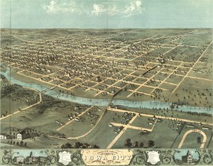 A Birdseye View of Iowa City, Iowa in 1868